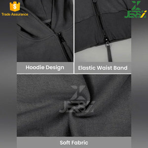 <b>Women's</b> Woven Zip Front Logo Hooded Thumb Holes Long Sleeve Cropped Athletic Formal Fitness Tops Winter Workout Breathable Lined - Product Image 5