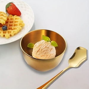 Household Items Kitchen Dishes & <b>Plates</b> Hot Selling Stainless Steel Bowl Set with Spoons <b>Metal</b> Ice Cream Bowl Instant Traders - Product Image 2