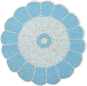 Juego de manteles individuales con cuentas hechas a mano de clase alta, diseño indio tradicional, ecológico, personalizable, poliéster de 13x13 pulgadas - Product Image 6