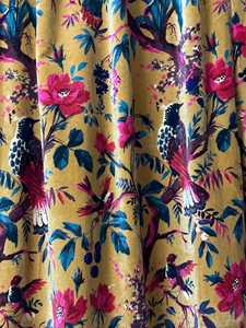 Vintage Style Velvet Curtain Golden Mustard Bird of Paradise Print Custom Size High quality cotton velvet for your Home decor - Product Image 4