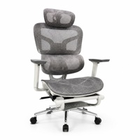 Chaise de bureau en maille à dossier haut avec appui-tête, accoudoirs, repose-pieds et base à roulettes pour le lieu de travail et la salle de réunion