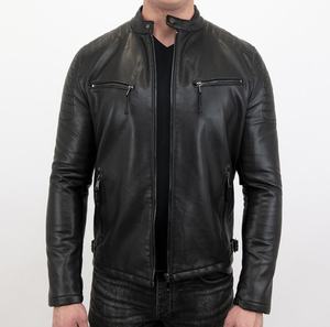 Veste en cuir pour homme de haute qualité, design haut de gamme, 100% cuir, imperméable, coupe-vent, respirante, doublure matelassée, col montant, manches longues - Product Image 2