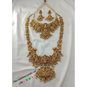 Conjunto de Joyería Nupcial Tradicional del Sur de la India de Alta Calidad, Diseño de Diosa con Circones, Chapado en Oro, para Bodas y Fiestas - Product Image 1
