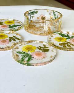 Superbes sous-verres en résine de luxe faits à la main, coussinets carrés de couleur personnalisables pour ensemble de tapis de cuisine de table au meilleur prix - Product Image 5