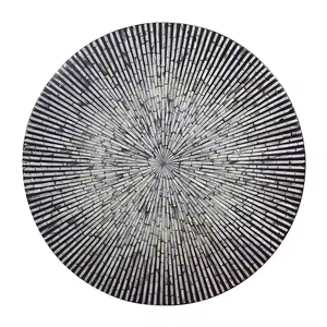 โต๊ะกาแฟทรงกลมแบบโมเดิร์น ตกแต่งด้วยเปลือกหอย ทำด้วยมือ ทนทาน สีธรรมชาติ - Product Image 1