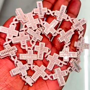 Moda Unisex 925 plata esterlina personalizada diamante helado 16mm cadena nueva moda diamantes blancos estilo Hip Hop con dijes de madera - Product Image 5