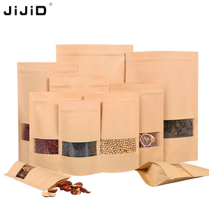 Sacs refermables à fermeture éclair JIJID en gros, sacs autoportants avec fenêtre, sacs d'emballage alimentaire, sacs en papier kraft - Product Image 3