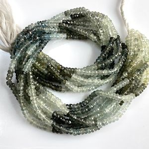 Venta al por mayor Natural aguamarina facetada Rondelle forma cuentas musgo 4mm tamaño para la fabricación de joyas - Product Image 1