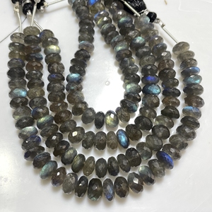 Perles en forme de rondelle à facettes en labradorite de qualité fine perles en gros arc-en-ciel noir perles flash multicolores - Product Image 2