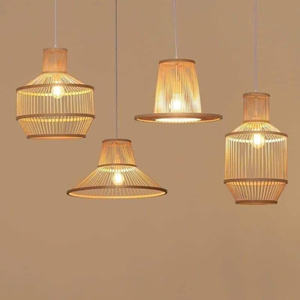 Lampe en bambou faite à la main éclairage naturel décor Style Boho écologique pour chambre salon café ou bureau - Product Image 1