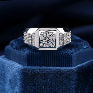 10K Lab Grown Round Cut Diamond Statement <b>Ring</b> Luxury <b>Mens</b> Engagement & Anniversary Wear with IGI Certificate Bold Style Design - Product Image 1