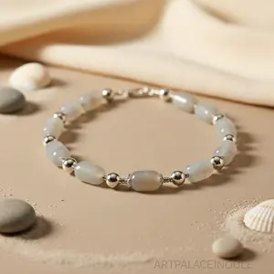 Collar de Mujer con Cuentas de Ágata y Cadena de Bolas Plateada, Chapado en Oro, con Perlas, Cuarzo y Diamantes, Estilo Religioso, para Boda o Regalo - Product Image 2