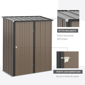 Outsunny Steel <b>Garden</b> <b>Shed</b> Tool <b>Storage</b> with Latch, 161.5x94. 5x196cm, Brown - Product Image 6