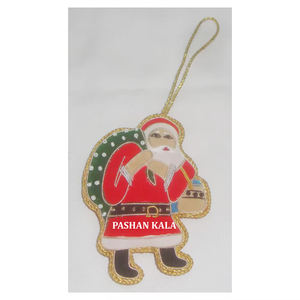 La más hermosa forma de Papá Noel de Color rojo bordado de Zari dorado y trabajo con cuentas adorno colgante de Navidad para decoración del hogar - Product Image 1
