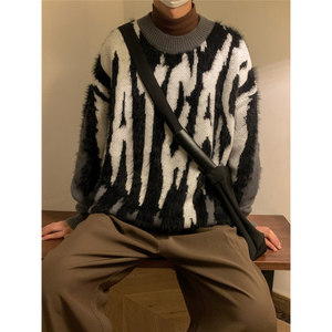 เสื้อสเวตเตอร์ผู้ชายคุณภาพสูง ออกแบบเองได้ตามสั่ง ผลิตแบบ OEM ลายแจ็คการ์ด แขนยาว คอกลม เสื้อไหมพรมสำหรับฤดูหนาว - Product Image 5