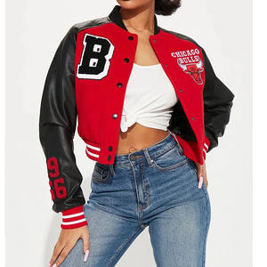 แจ็คเก็ตบอมเบอร์ทรงวิซาร์ดสไตล์วินเทจ คลาสสิค เรโทร  แบบครอป  หลากสี  ผ้าขนสัตว์สำหรับฤดูหนาว  คอตั้ง  มีฮู้ด  โลโก้ด้านหน้า - Product Image 5