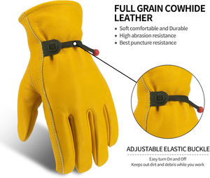 Gants de travail en cuir de vachette pour la protection des mains unisexes, pour la construction, la conduite, la course, l'entretien général - Product Image 4