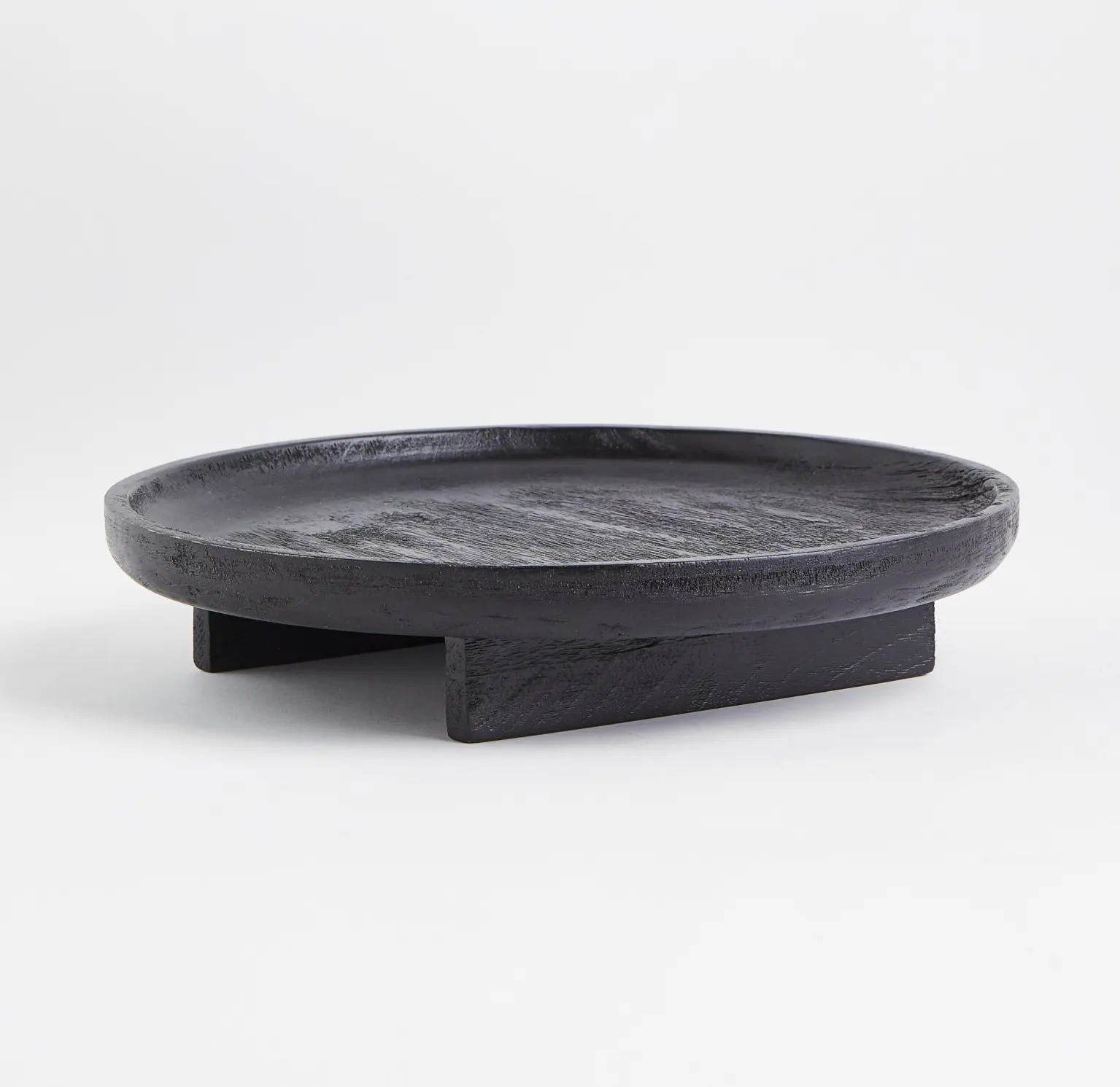 Round wooden tray in black Hot selling mango wood products High quality wood trays new trending products in black color
