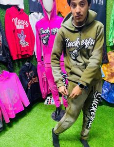 Sweat à capuche personnalisable avec cordon de serrage impression par transfert de chaleur motif uni grande taille perlé teint en polyester/coton pour hommes automne - Product Image 5