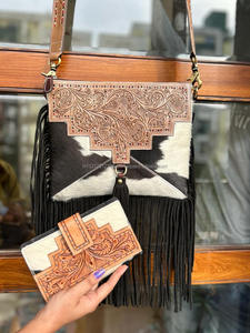 Nuevo bolso de cuero de piel de vaca hecho a mano Real Western para mujer, bolso de noche elegante y embrague de piel con herramientas, Conjunto Combinado único - Product Image 2