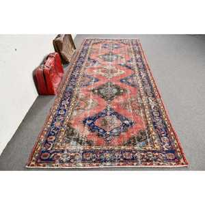 4.8x12.1 ft Vintage Turkish Rug, <b>Runner</b> Rug, <b>Red</b> Wool Rug - Product Image 1