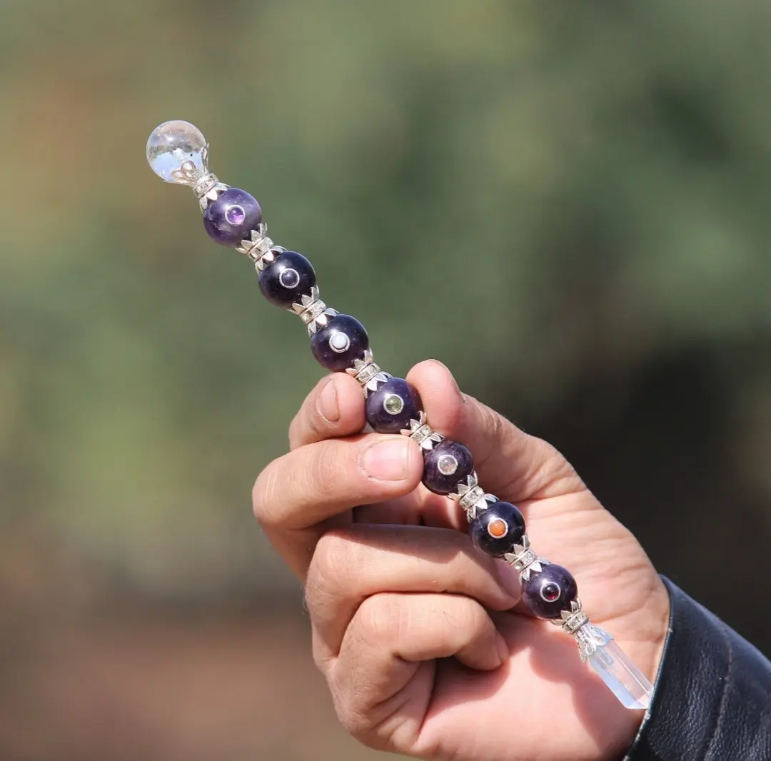 Sfera di ametista viola naturale Chakra Healing Stick bacchetta produttore chakra Stone Healing Therapy Chakra Stick