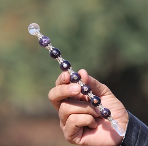 Natural Purple Amethyst <b>Ball</b> Chakra Healing Stick Wand Manufacturer chakra Stone Healing Therapy Chakra Stick - Product Image 1