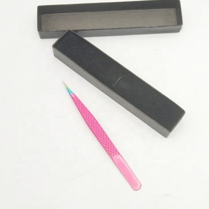 แหนบต่อขนตาปลอมทำจากสแตนเลสหลายธีมกันแบคทีเรียน้ำหนักเบาเคลือบด้วยผงสีชมพูโลโก้ตามสั่ง - Product Image 4