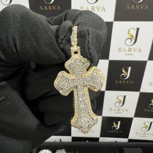 SARVA JEWELS Custom <b>Cross</b> VVS Moissanite Diamond <b>Pendant</b> Yellow Gold Plated Hiphop Iced Out Fine <b>Pendants</b> & Charms for <b>Men</b> - Product Image 3
