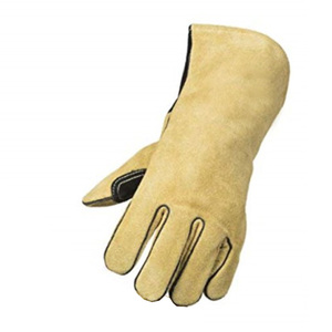 Guantes de soldadura de producción manual de cuero de vaca de último diseño Guantes de soldadura de protección contra el calor resistentes - Product Image 4
