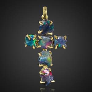 Nacido de fuego de medianoche, colgante en bruto de ópalo negro genuino, piedra de poder iridiscente, joyería audaz mágica en bruto, brillo Natural, energía rara - Product Image 1