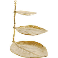 A.H. Support à gâteau décoratif fait main, design haut de gamme, grand, argenté brillant, en métal, 3 étages, couleur personnalisée, en stock, pour la maison et les fêtes
