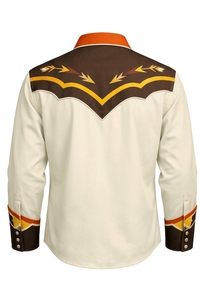 Camisa Vaquera Occidental Unisex Rodeo con Botones, Estilo Vintage, Corte Ajustado, Ribete en Contraste, Personalizada OEM, Manga Larga, Bordada - Product Image 4