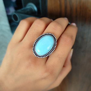 Blue <b>Opal</b> Gemstone Statement <b>Ring</b> 925 Sterling Silver Bulk Wholesale Jewelry for Party Occasions - Product Image 3