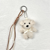 Corde tressée chaude moelleux en peluche ours porte-clés sac à dos pendentif poupée Mini peluche jouet Teddy chien chiot sac breloque accessoires