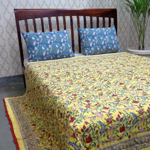 Luxury Organic Cotton Queen Size Quilt Hand Block Printed Trending New <b>Quilted</b> <b>Bed</b> <b>Spread</b> with Quality Assurance for Hotels - Product Image 3