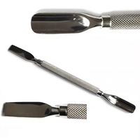 Pousse-cuticules et cuillère nettoyante pour ongles professionnels réutilisables, plaqués or, double face, en acier inoxydable