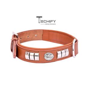 ปลอกคอสุนัขหนังแท้สีดำพรีเมี่ยมปลอกคอสัตว์เลี้ยงแบบปรับได้ติดหมุดหรูหราทนทานหลายขนาดสำหรับทุกสายพันธุ์ - Product Image 5