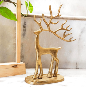 Décoration de maison Statue de cerf moderne Ornement en aluminium doré Objets décoratifs pour la maison Sculptures de Noël - Product Image 1