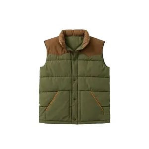 Premium Sleeveless Two-Tone <b>Brown</b> & Green Puffer Workwear <b>Vest</b> - Product Image 1