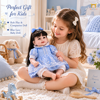 Poupée Reborn en vinyle TUSALMO personnalisée de 22 pouces, blanche, pour filles, avec cheveux noirs longs et raides, vêtements personnalisés, OEM ODM