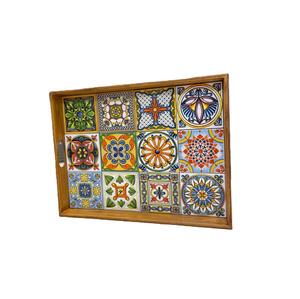 Plateau imprimé en bois avec poignées pour un service facile Plateau en bois imprimé avec conception de motif artistique - Product Image 5