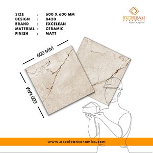 Azulejos de crema impresos digitales de aspecto de mármol de larga duración del fabricante SGVT Matt a prueba de arañazos de agua 60*60 cm Pisos antideslizantes - Product Image 2