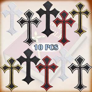 Patch croisé de couleur mélangée Applique brodée thermocollante 10 pièces pour vêtements vestes sacs à dos jeans avec décoration en dentelle - Product Image 2