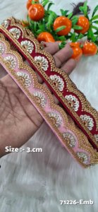 ผ้าลูกไม้ปักเลื่อมหนาลายเปลือกหอยทำเองได้มีสิบเอ็ดสีสำหรับเสื้อผ้าที่มีความกว้าง3ซม. - Product Image 2