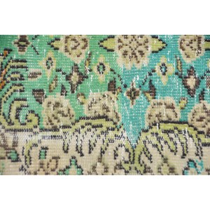 Tapis Vintage en Laine Turque 4ft 8in X 7ft 5in Vert Beige Patchwork Plat Armure Aubusson Décorations de Salon Latex - Product Image 5