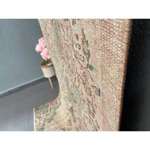 Turkish Vintage Rug 3.9x7.5 ft (120x228 cm), <b>Brown</b> Bordered <b>Wool</b> Rug - Product Image 3