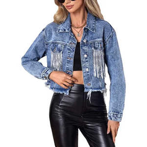 แจ็กเก็ตยีนส์เอวลอยสำหรับผู้หญิงแจ็กเก็ตยีนส์ครอประบายอากาศได้ดีสำหรับฤดูหนาวออกแบบได้ตามที่ต้องการ - Product Image 6