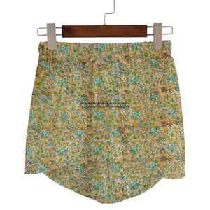 Shorts de Algodón con Estampado Sanganeri para Mujer, Ropa de Verano, Shorts Cruzados con Estampado de Bloques, Colección Playa para Chicas - Product Image 1