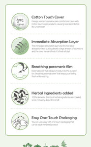 Protector Diario Desechable Yejimiin, Tacto Algodón, Suave, Herbal, Súper Absorbente, Sin Alas, 150 mm, 40 Unidades - Product Image 5